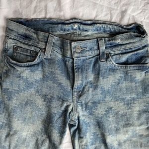 Free People Washed Denim Printed Skinny Jeans